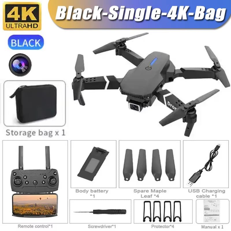 Professional Drone E88 4K Wide - Angle HD 1080P Camera Wifi FPV Height Hold Foldable RC Drone Quadrotor Helicopter Children'S Toys - MacroPanora