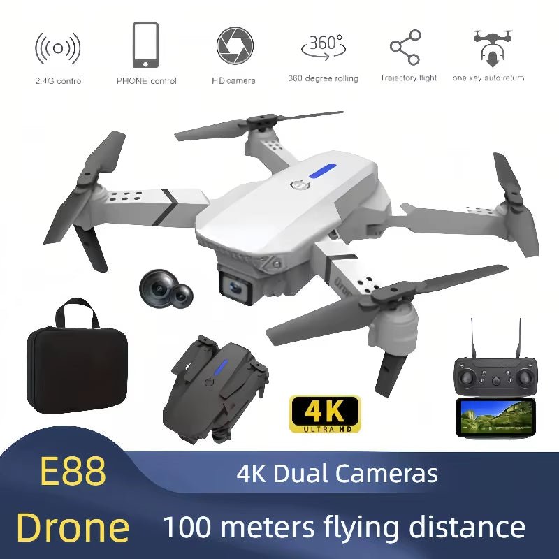 Professional Drone E88 4K Wide - Angle HD 1080P Camera Wifi FPV Height Hold Foldable RC Drone Quadrotor Helicopter Children'S Toys - MacroPanora