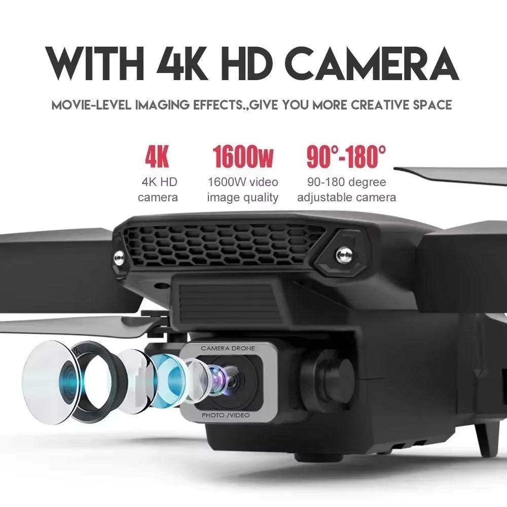 Professional Drone E88 4K Wide - Angle HD 1080P Camera Wifi FPV Height Hold Foldable RC Drone Quadrotor Helicopter Children'S Toys - MacroPanora