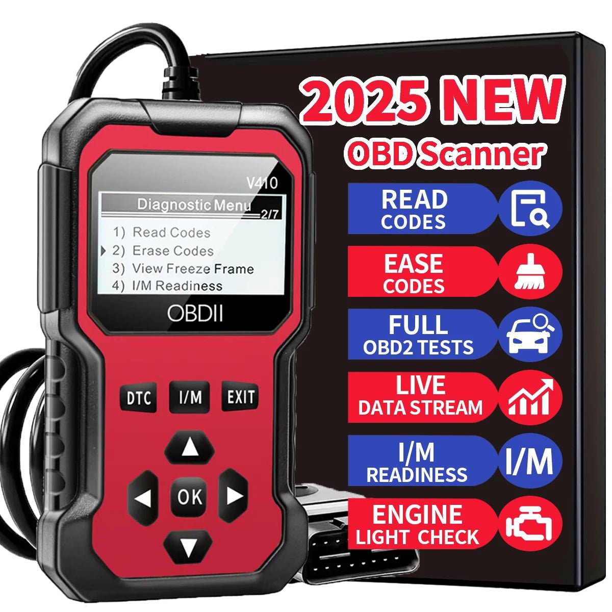 Professional OBD2 Diagnostic Tool for Engine Fault Code Reading Compatible with All OBD II Protocol Vehicles Since 1996 - MacroPanora