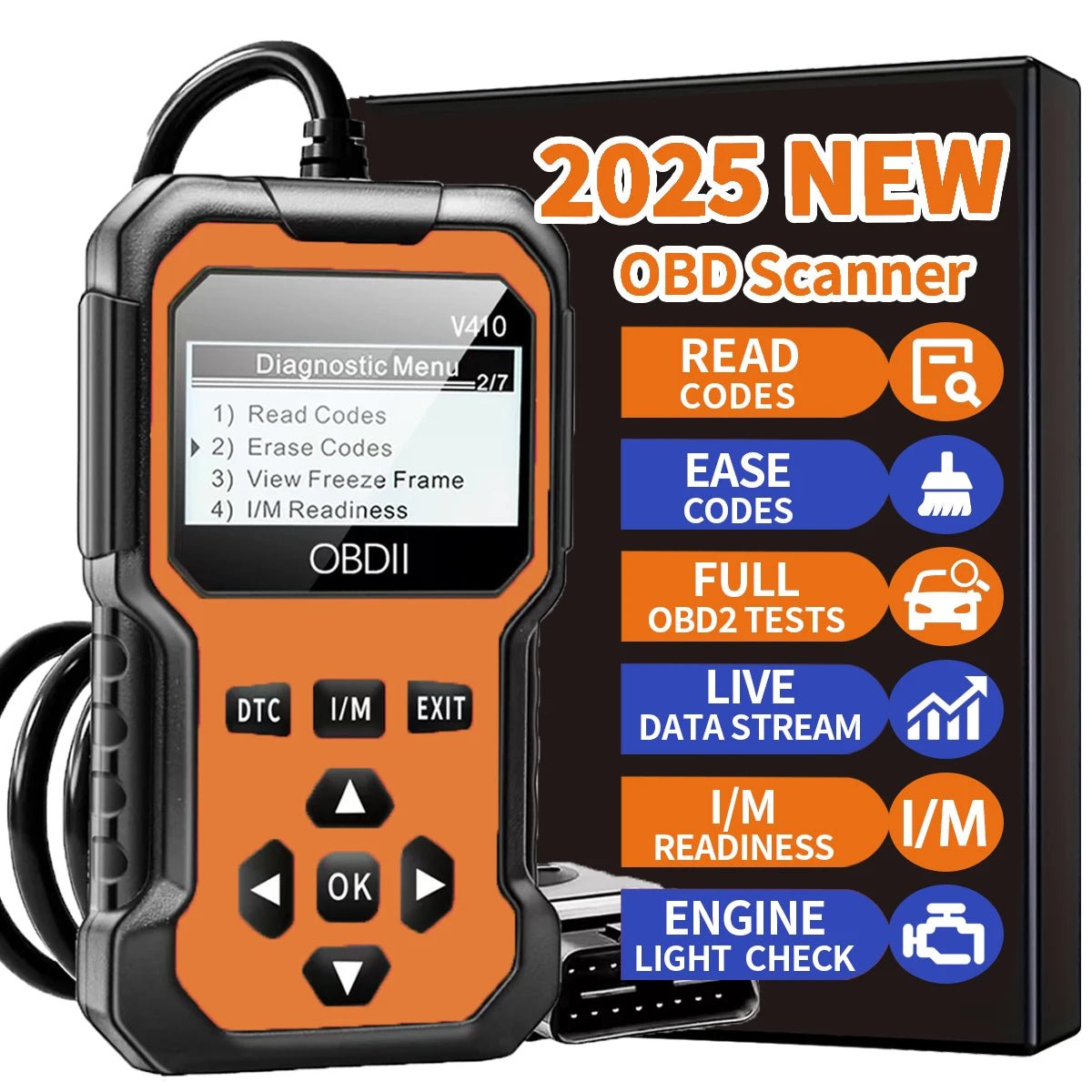 Professional OBD2 Diagnostic Tool for Engine Fault Code Reading Compatible with All OBD II Protocol Vehicles Since 1996 - MacroPanora