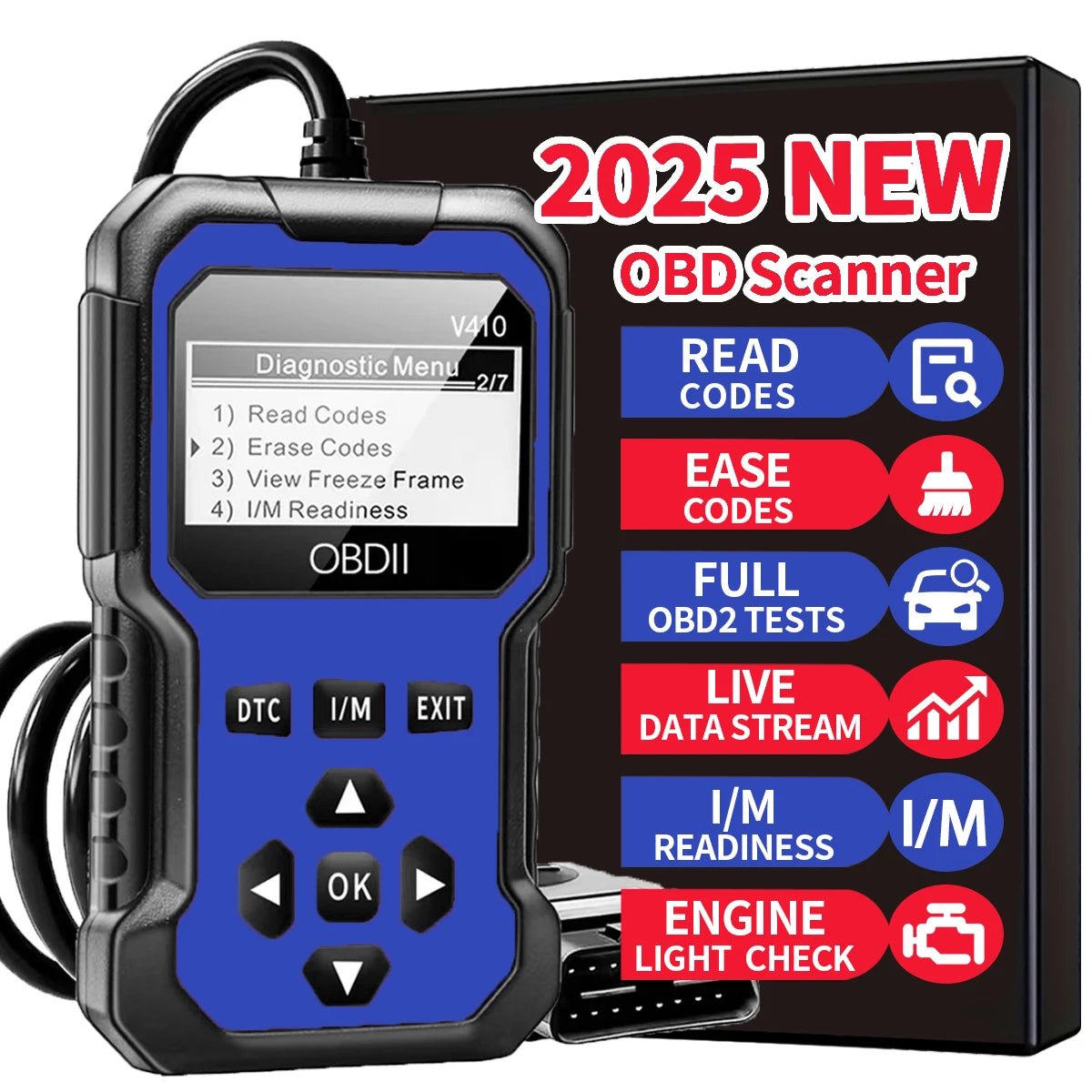 Professional OBD2 Diagnostic Tool for Engine Fault Code Reading Compatible with All OBD II Protocol Vehicles Since 1996 - MacroPanora