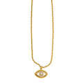 PROTACTOR Gold: Zirconia (CZ) Embellished Evil Eye Chain Necklace - MacroPanora
