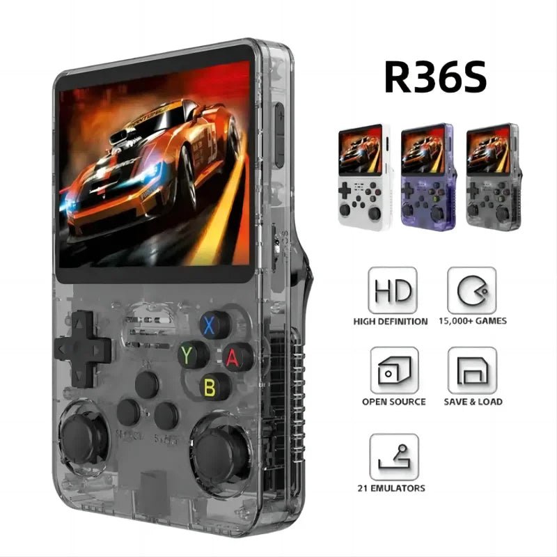 R36S Retro Handheld Video Game Console 3.5Inch IPS Screen Player Kid Portable Pocket Video Player 64GB 10000+ Games Arkos System - MacroPanora
