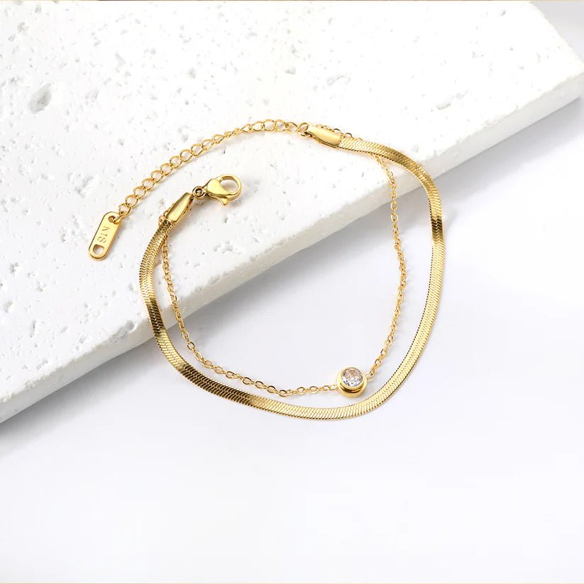 Radiant Crystal Duo Bracelet Gold - Bracelet | MacroPanora