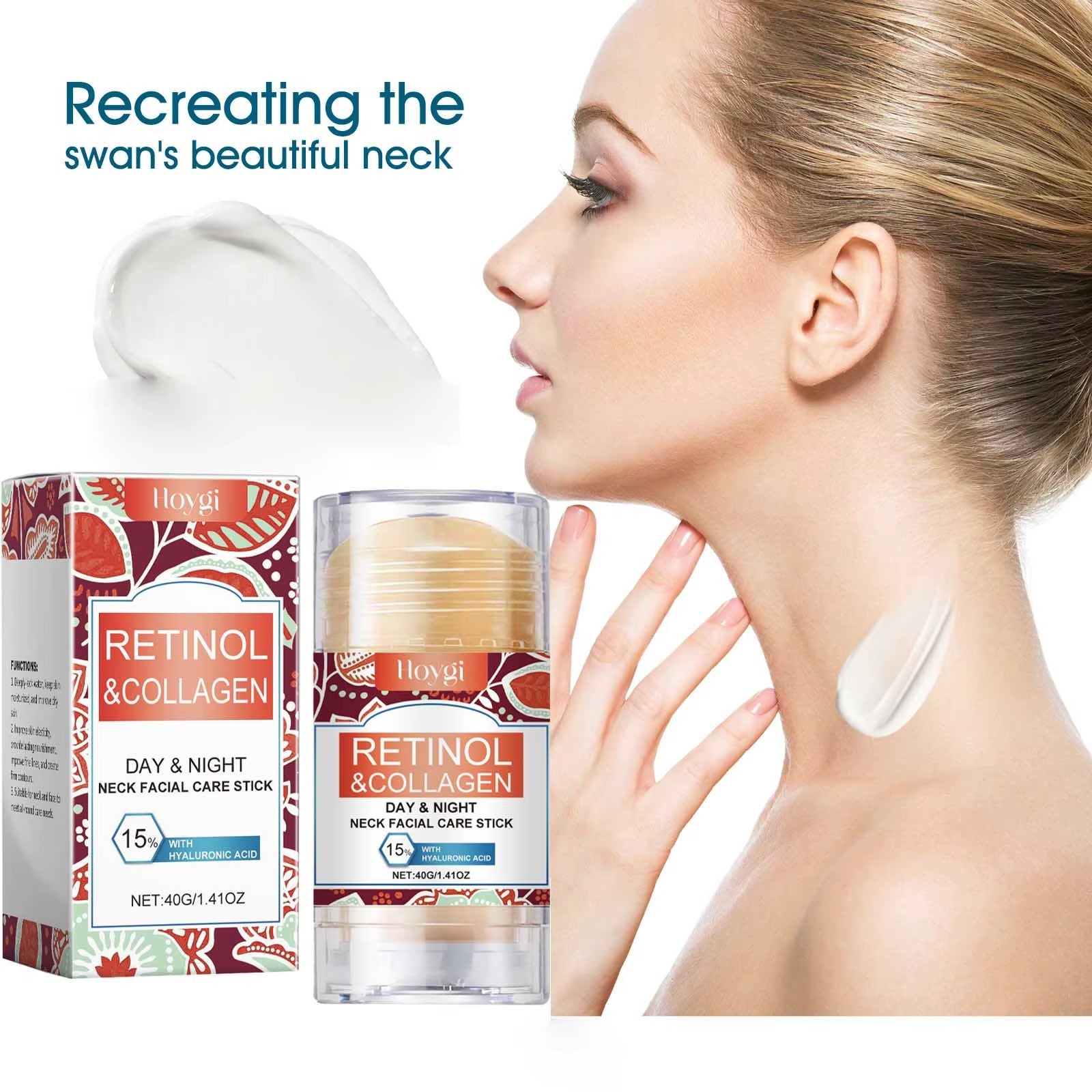 Retinol and Collagen Neck Cream - 40g | Firming, Moisturizing, and Lifting Formula with Hyaluronic Acid for All Skin Types - MacroPanora