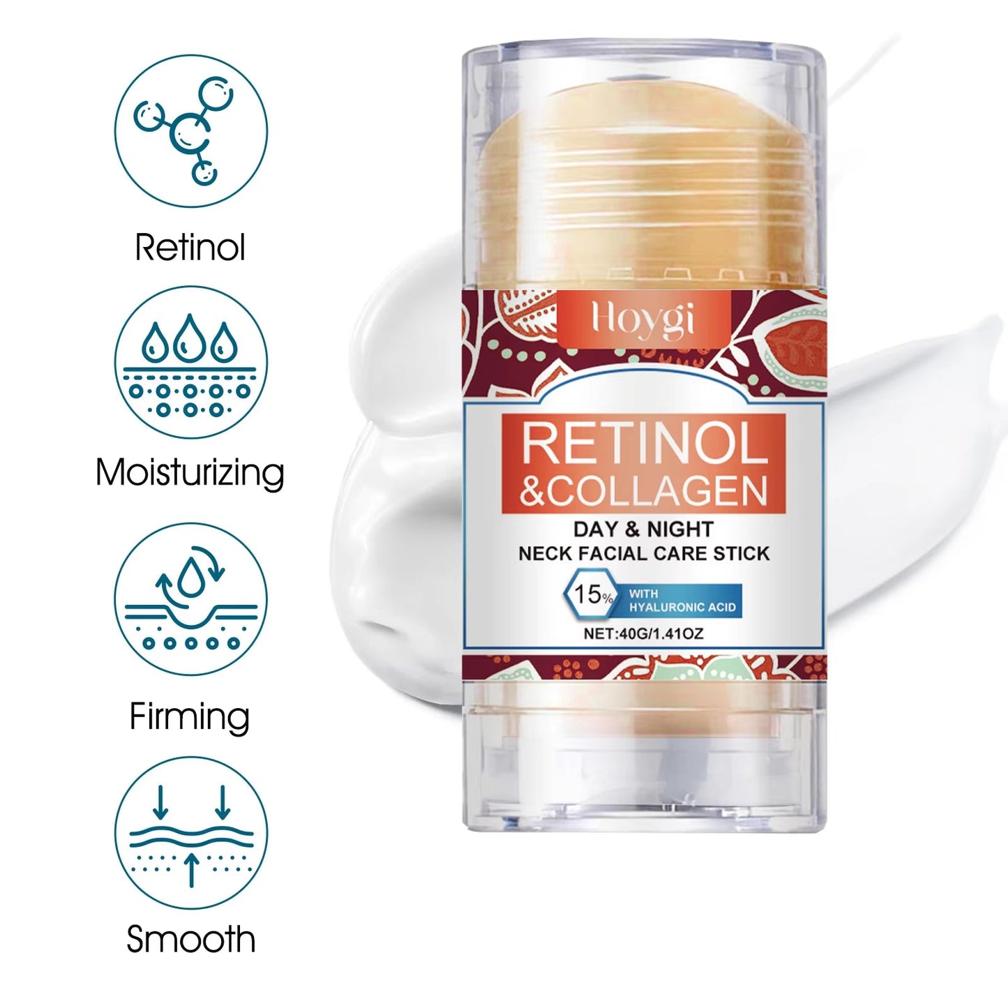 Retinol and Collagen Neck Cream - 40g | Firming, Moisturizing, and Lifting Formula with Hyaluronic Acid for All Skin Types - MacroPanora