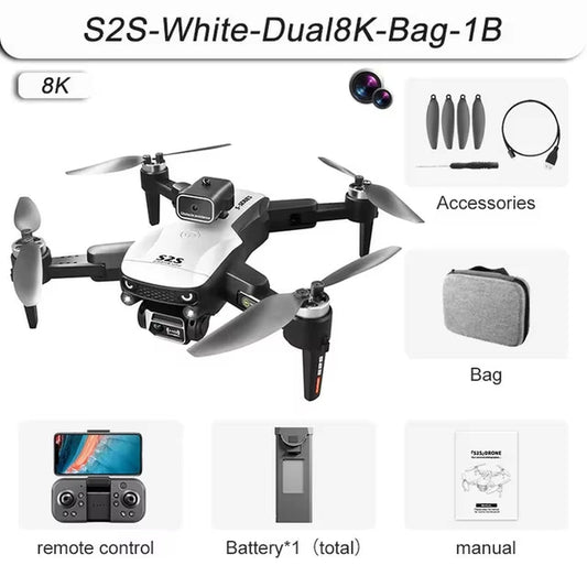 S2S Mini Drone 4K 8K HD Camera Obstacle Avoidance Aerial Photography Brushless Motor Foldable Rc Quadcopter Kid Toy - MacroPanora