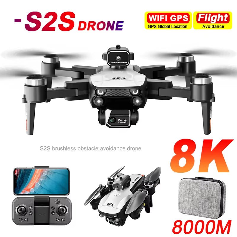 S2S Mini Drone 4K 8K HD Camera Obstacle Avoidance Aerial Photography Brushless Motor Foldable Rc Quadcopter Kid Toy - MacroPanora
