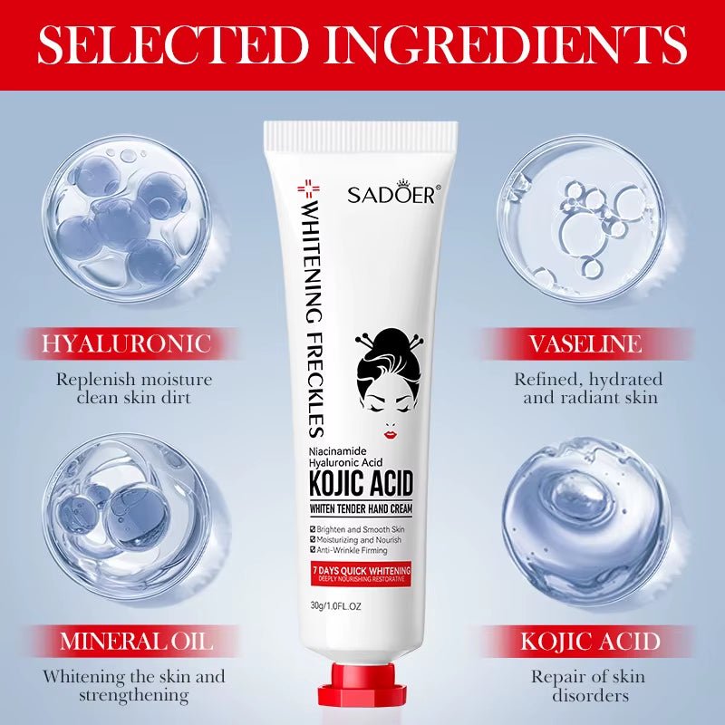 SADOER Kojic Acid Hand Cream Moisturizing Nourishing Brightening Hydrating Hand Creams Beauty Hands Skin Care Products - MacroPanora