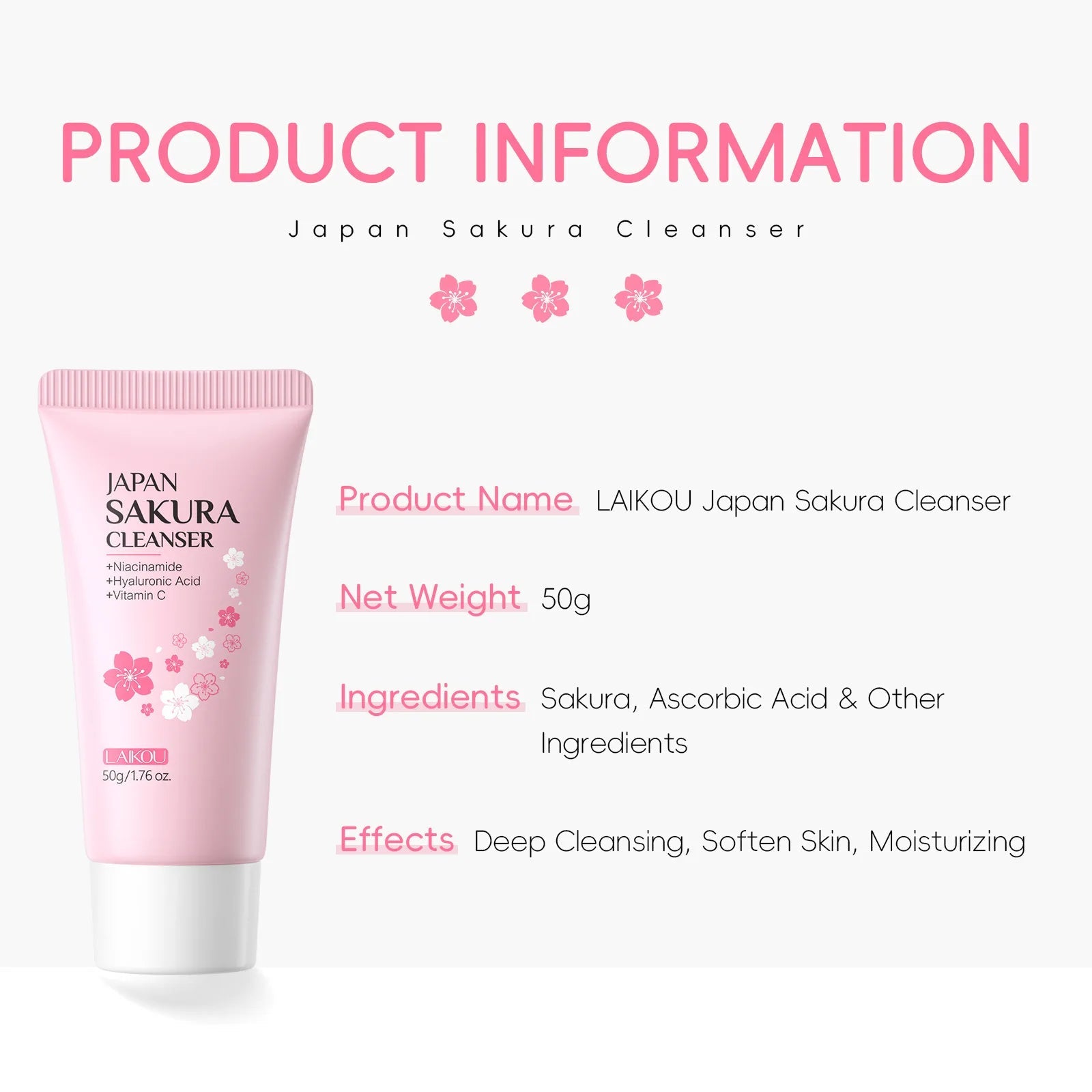 Sakura Whitening Facial Cleanser Foam - MacroPanora