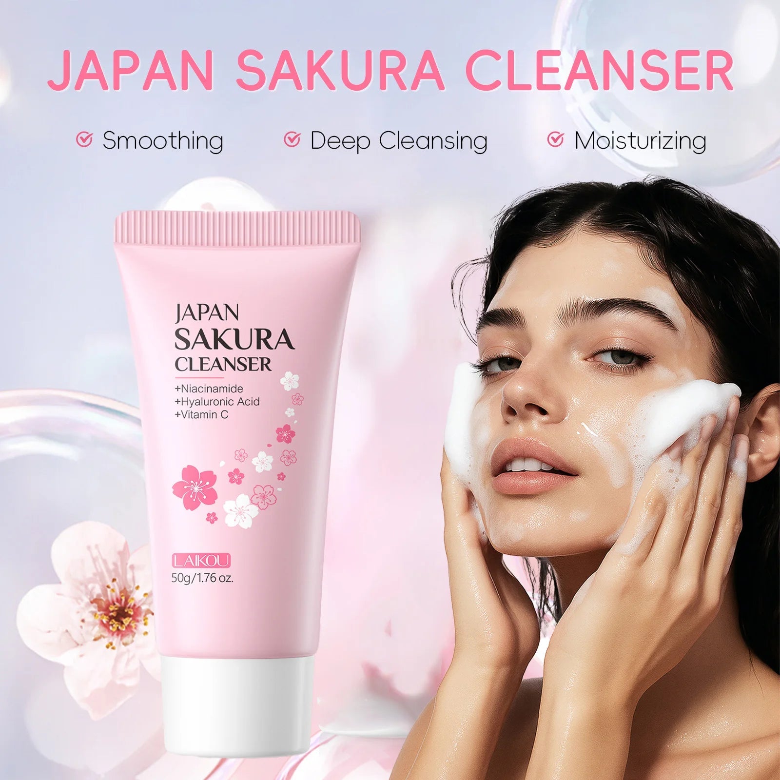 Sakura Whitening Facial Cleanser Foam - MacroPanora