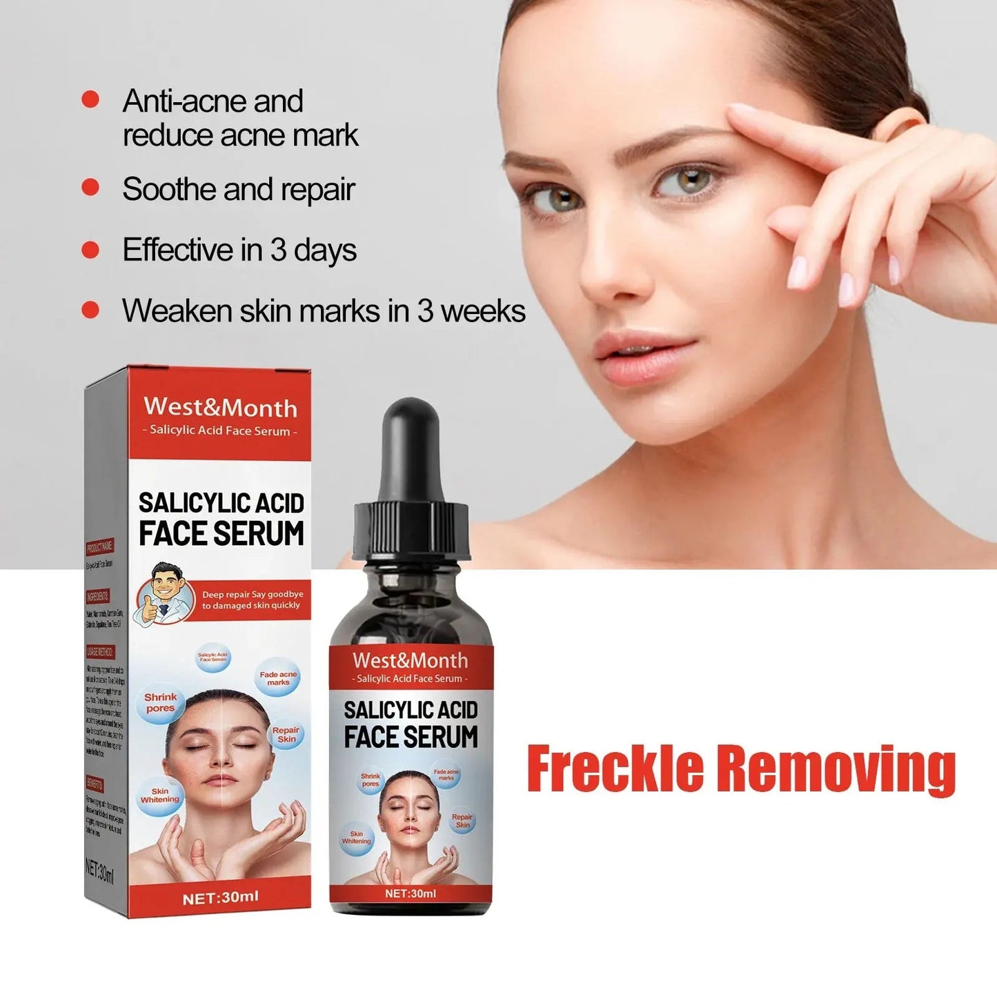 Salicylic Acid Facial Serum Firming Lifting Brighten Skin Tone Shrinks Pores Moisturizing Niacinamide Korean Skin Care Products - MacroPanora