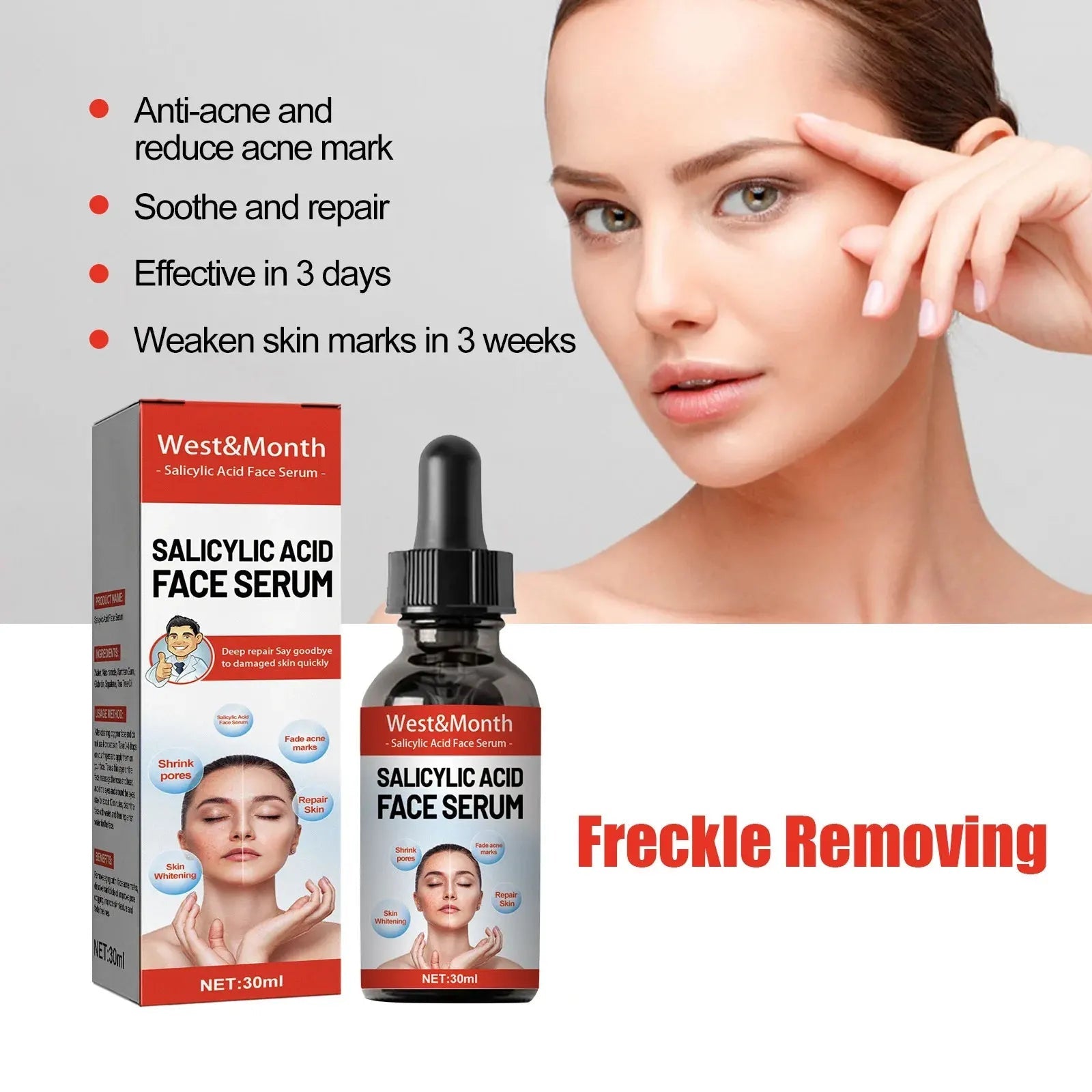 Salicylic Acid Facial Serum Firming Lifting Brighten Skin Tone Shrinks Pores Moisturizing Niacinamide Korean Skin Care Products - MacroPanora