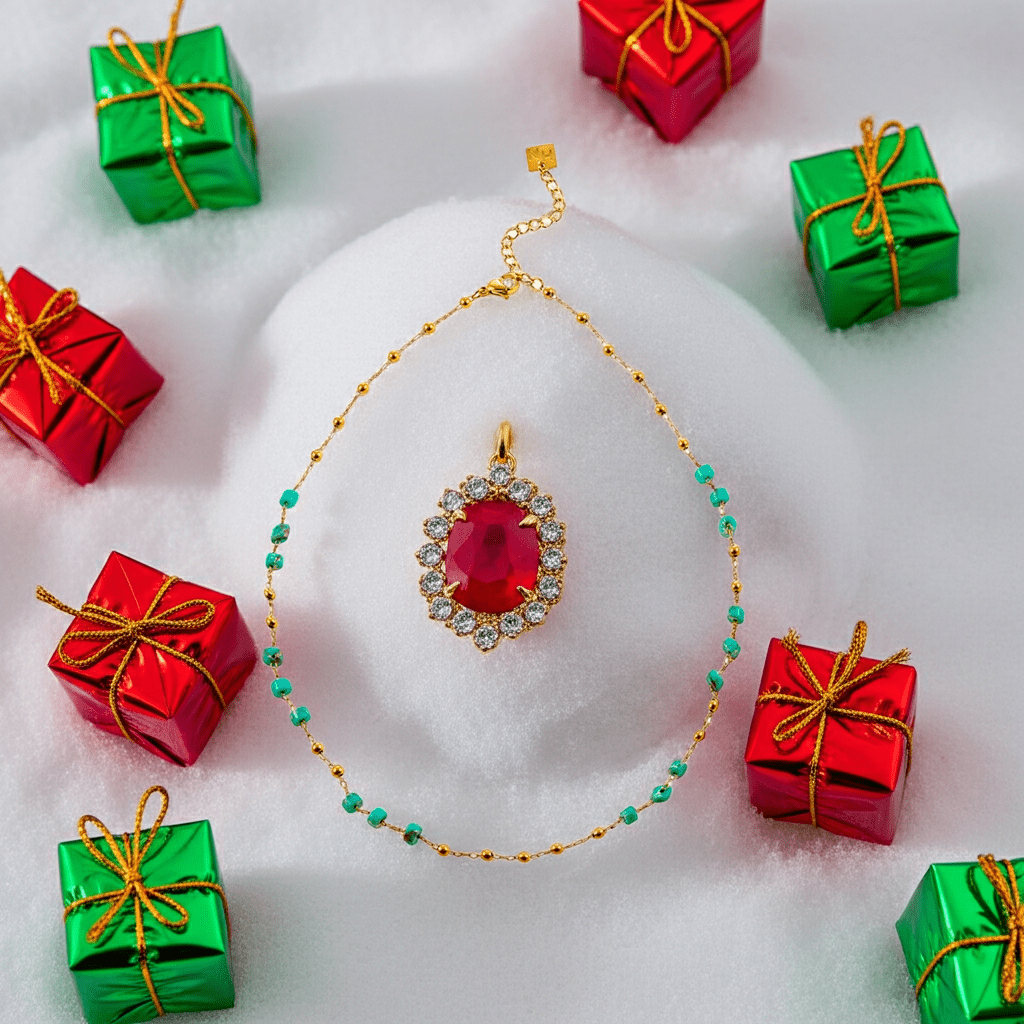 SANTA CRUZ Blue: Gold & Natural Stone Beaded Chain Necklace - MacroPanora