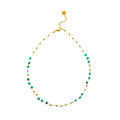 SANTA CRUZ Blue: Gold & Natural Stone Beaded Chain Necklace - MacroPanora