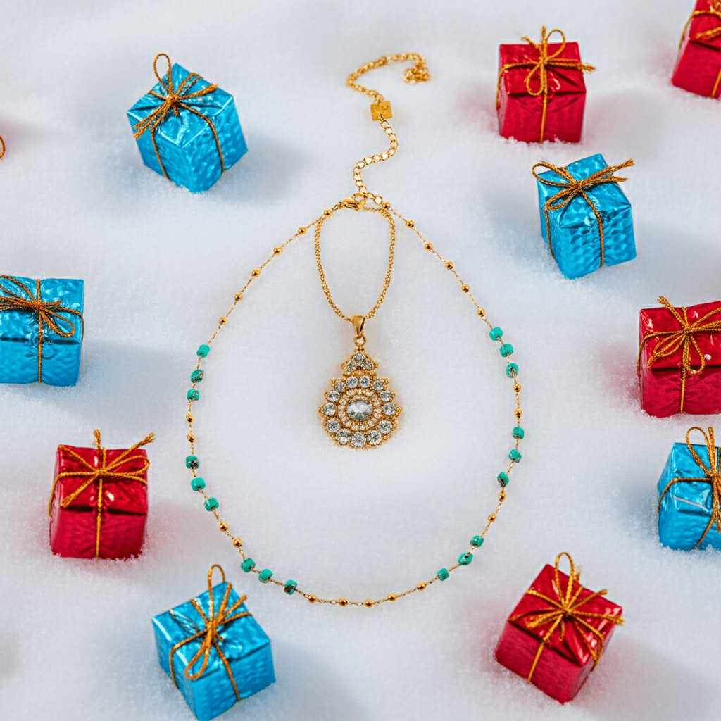 SANTA CRUZ Blue: Gold & Natural Stone Beaded Chain Necklace - MacroPanora
