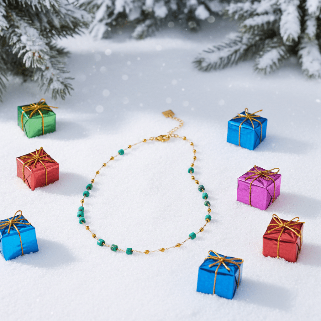 SANTA CRUZ Blue: Gold & Natural Stone Beaded Chain Necklace - MacroPanora