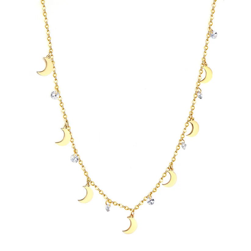 Seven Moons Crystal Necklace Golden - Necklace | MacroPanora
