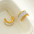 SHEERAN Gold: Quadruple - Row Pavé Zirconia (CZ) Hoop Stud Earrings with Ornate Border - MacroPanora