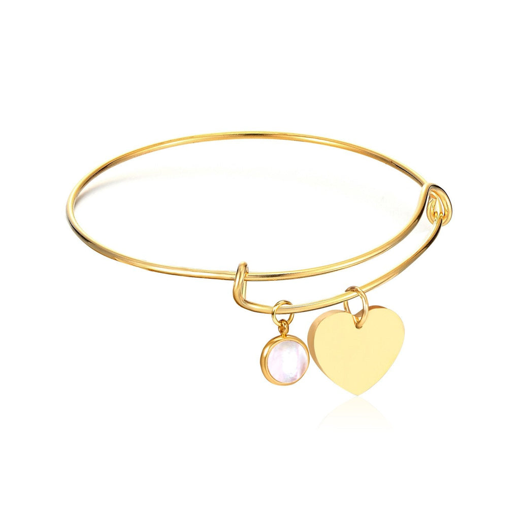 Shell Heart Charm Bangle - MacroPanora