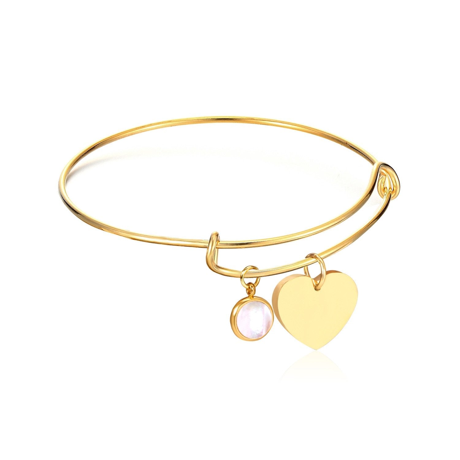 Shell Heart Charm Bangle - MacroPanora