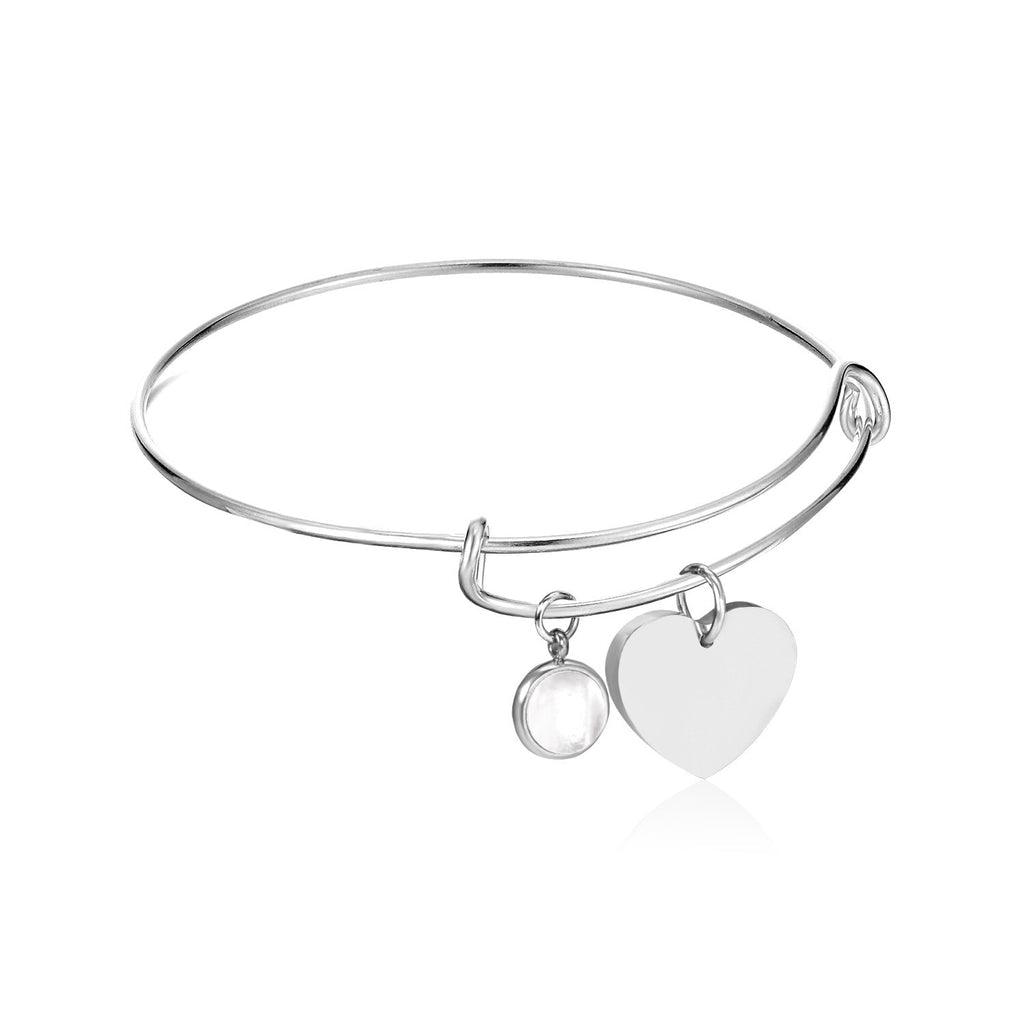 Shell Heart Charm Bangle - MacroPanora