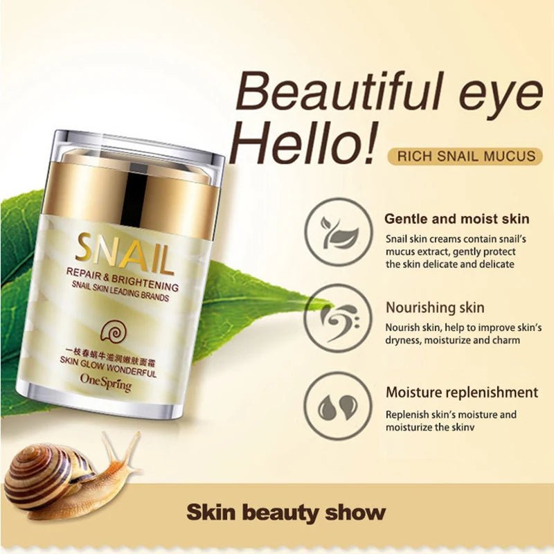 Skincare Snail Cream Collagen Cream anti Aging Whiten Skin Face Cream Fade Dark Eye Circles Remove Eye Bags Eye Serum - MacroPanora