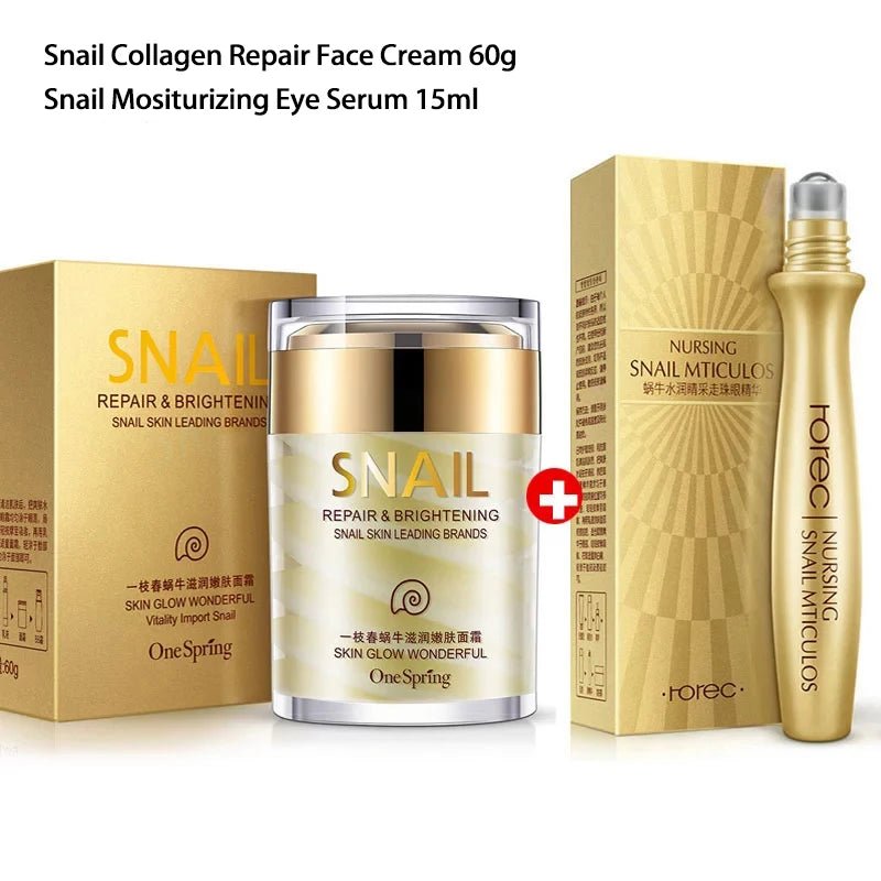 Skincare Snail Cream Collagen Cream anti Aging Whiten Skin Face Cream Fade Dark Eye Circles Remove Eye Bags Eye Serum - MacroPanora
