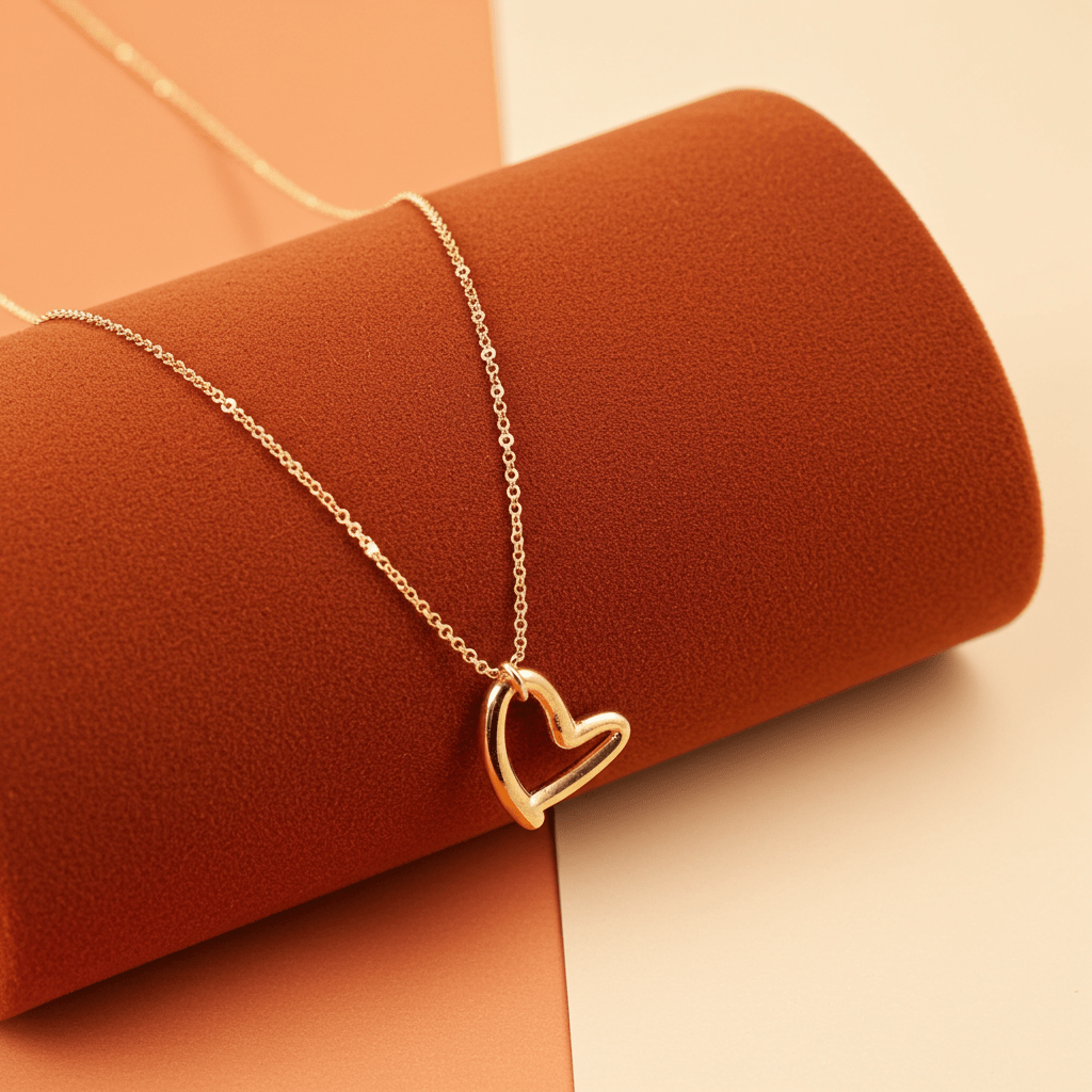 SMITTEN Gold: Dainty Beaded Chain Anchoring an Abstract Heart Shaped Pendant - MacroPanora