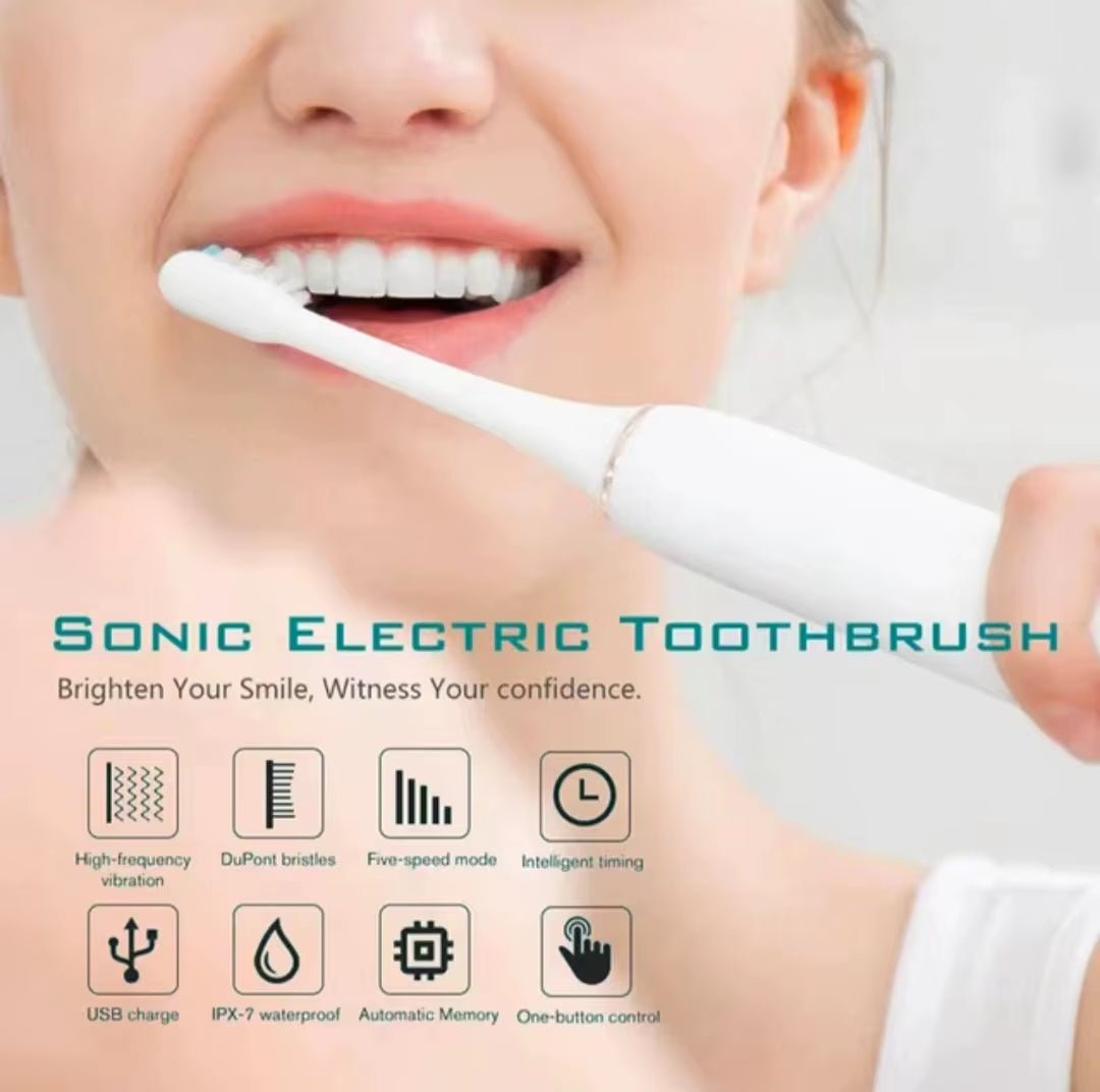 Sonic Electric Toothbrush for Adults IPX7 Waterproof Dupont Brush Head USB Rechargeable High Frequency Cleaning 6 Cleaning Modes - MacroPanora