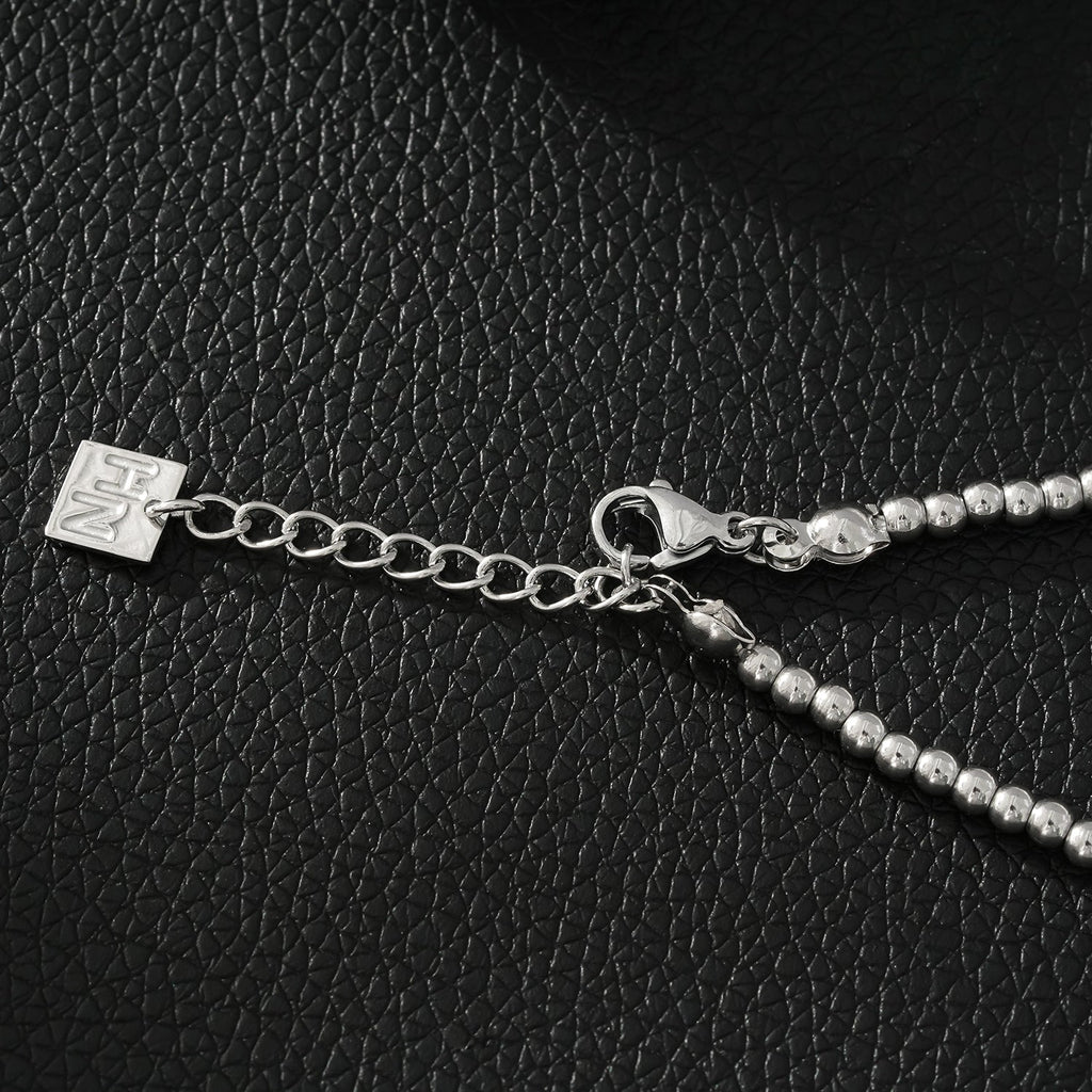 Style ANNABETH: Twin - Bead Fusion White Gold (Silver Toned) Chain Bracelet - MacroPanora