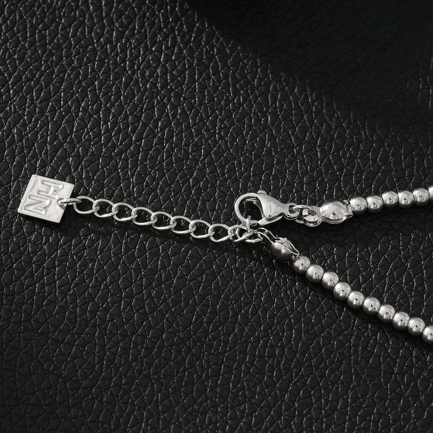 Style ANNABETH: Twin - Bead Fusion White Gold (Silver Toned) Chain Bracelet - MacroPanora