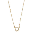 Style CHERISH Gold: Beaded Chain Anchoring an Elegant Pavé Heart Charm Pendant - MacroPanora