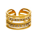 Style ISADORA: Multi Stacked Zirconia Embedded Textured Ring. - MacroPanora