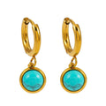 Style SAGRES Gold: Vintage Inspired Natural Stone Drop Hoop Earrings - MacroPanora