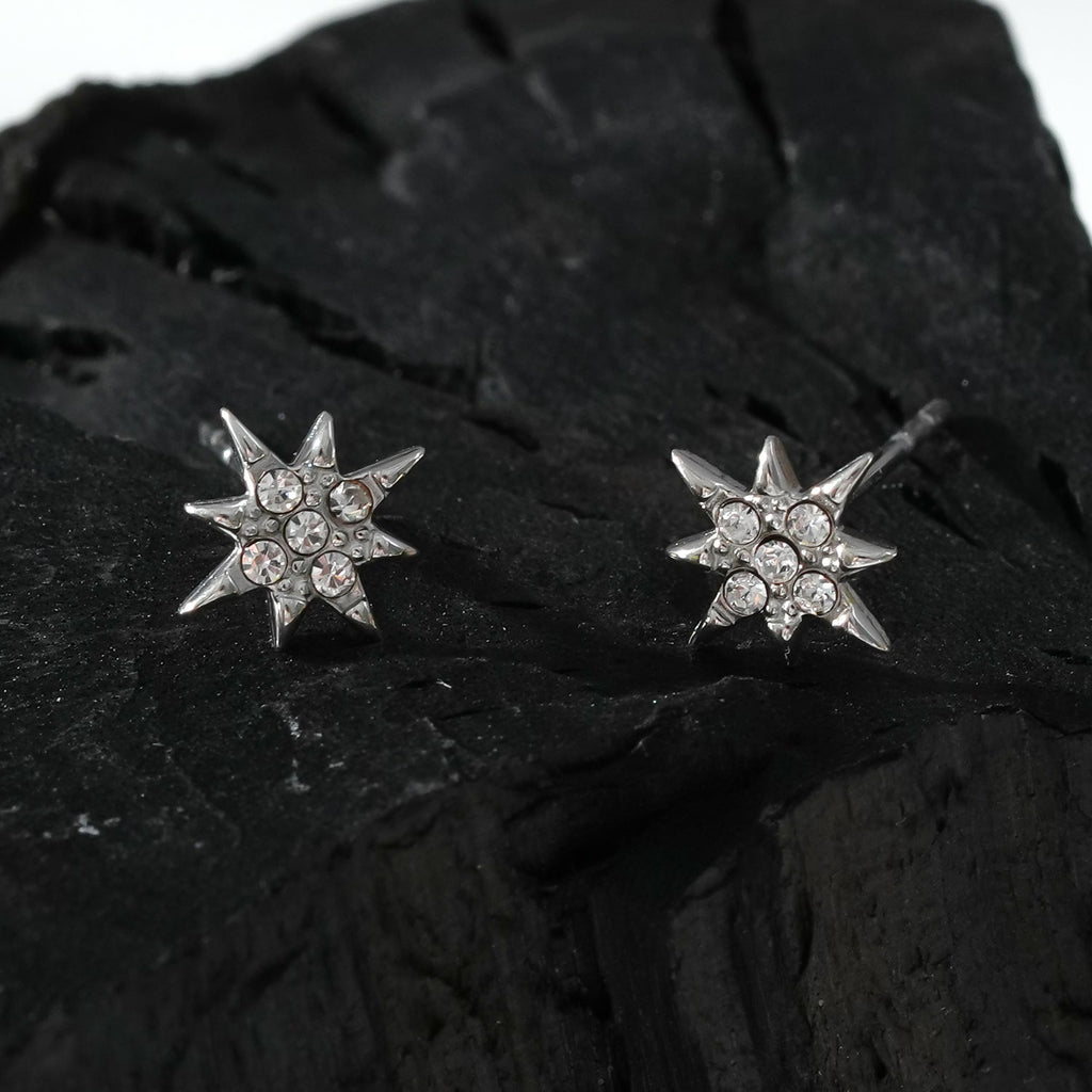 Style SARENBE Silver: 'Star Bright' Stud Earrings in Silver - MacroPanora