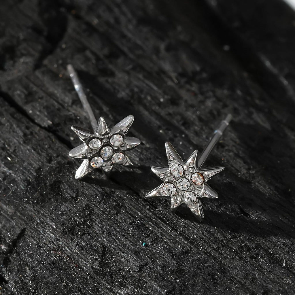 Style SARENBE Silver: 'Star Bright' Stud Earrings in Silver - MacroPanora