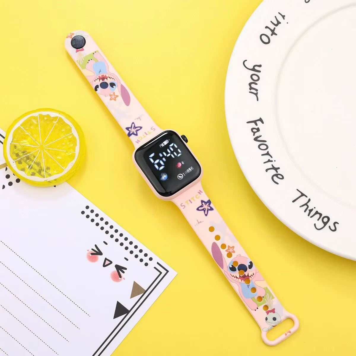 Stylish Student LED Electronic Watch with Cartoon Color Print - Square Y1 Model - MacroPanora