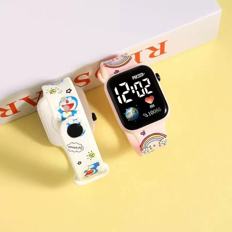Stylish Student LED Electronic Watch with Cartoon Color Print - Square Y1 Model - MacroPanora