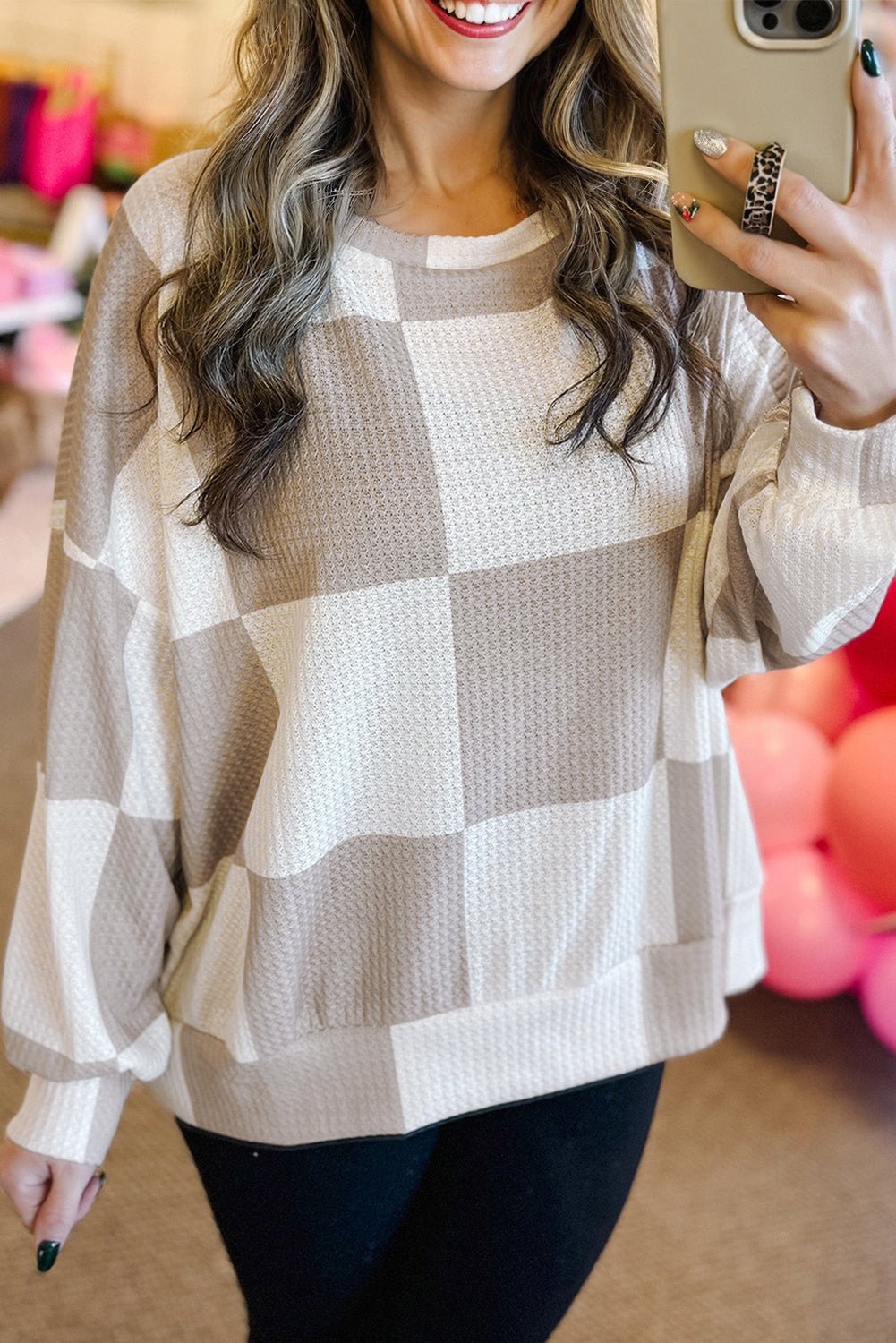Chic Checkered Print Blouse - Effortless Style for Everyday Comfort - MacroPanora