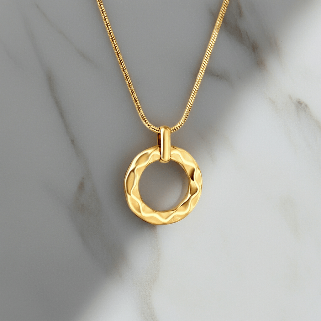 Textured Circle Cutout Pendant - MacroPanora