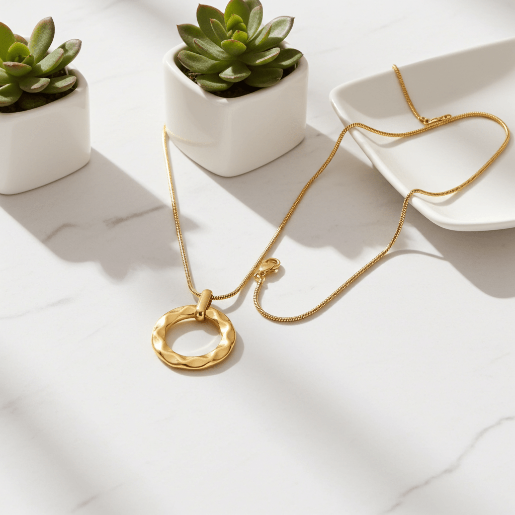 Textured Circle Cutout Pendant - MacroPanora