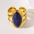 TIAMO: Vintage Inspired Ring with Triple Ornate Bands & a Lapis Lazuli Centre Piece - MacroPanora