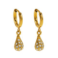 TOAS Gold: Mini Hoops with Zirconia Embedded Pearl Shaped Charm - MacroPanora