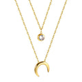 Triple Moon Crystal Necklace Golden - Necklace | MacroPanora