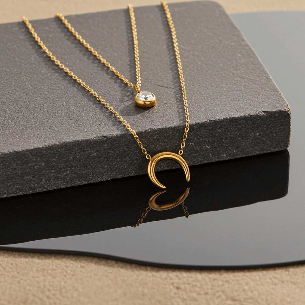 Triple Moon Diamond Necklace - MacroPanora