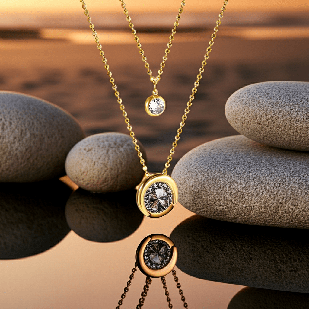 Triple Moon Diamond Necklace - MacroPanora