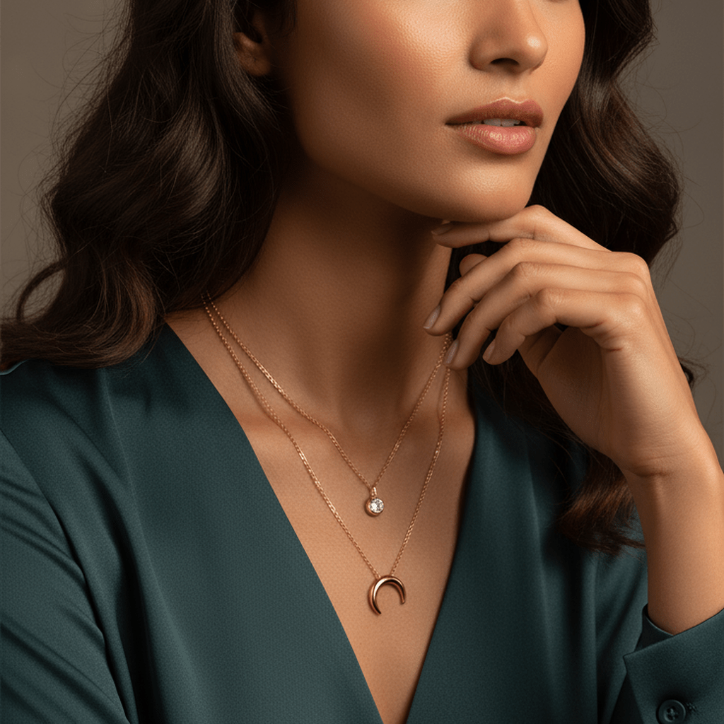 Triple Moon Diamond Necklace - MacroPanora