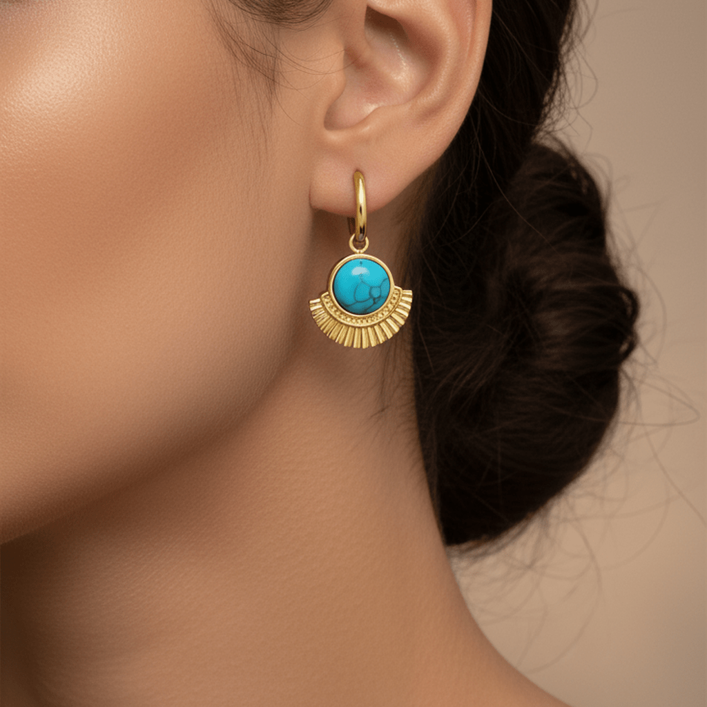 Turquoise Horizon Semicircle Studs - MacroPanora